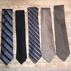 Calvin Klein, Geoffrey Beene, Saville Row bundle of 5 men’s 100% silk neckties